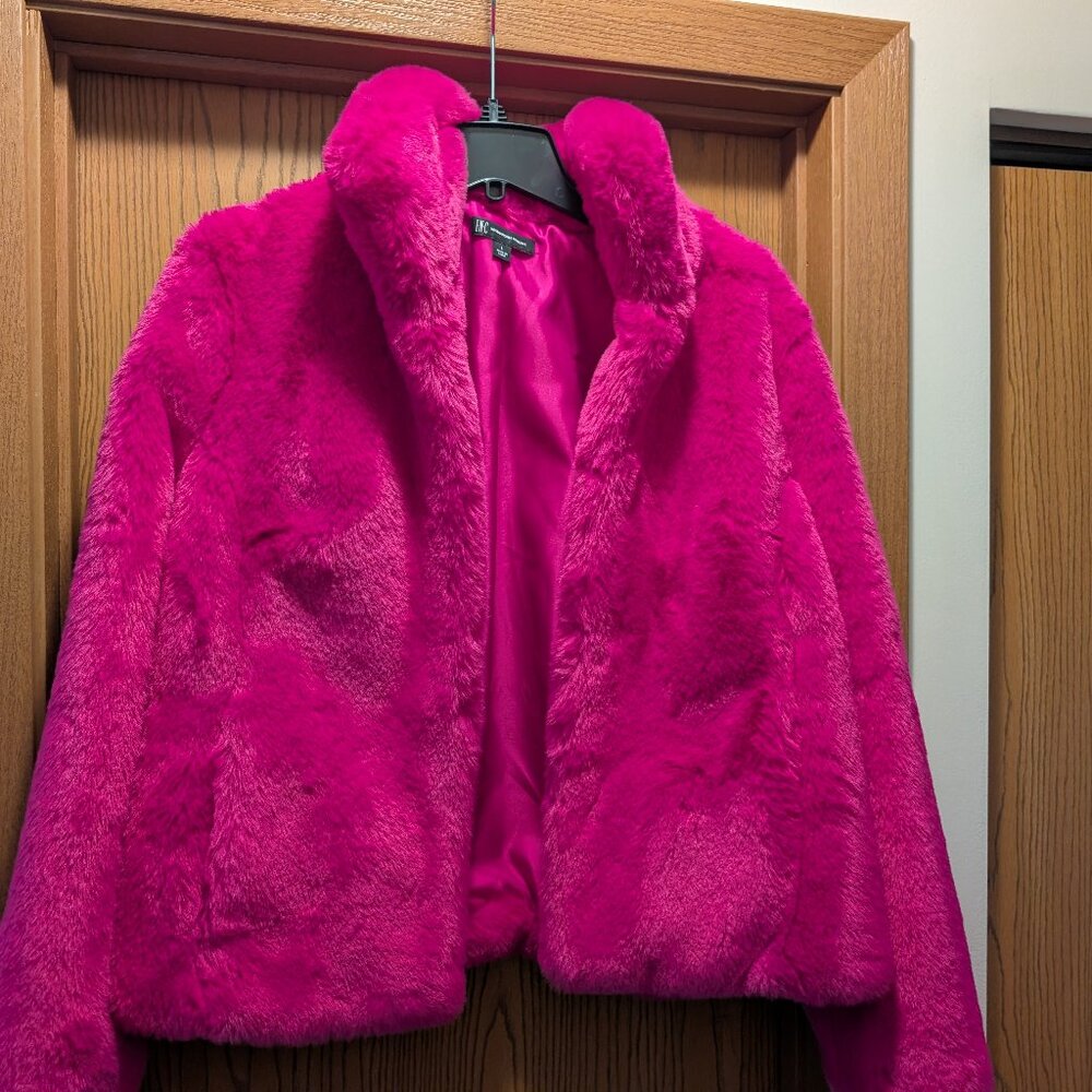 INC International Concepts Faux Fur Pink Jacket Women's Size L